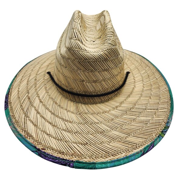 Farmers Defense Straw Sun Hat Sea Weed Wide Brim & Tropical Underside Design For - Picture 5 of 7